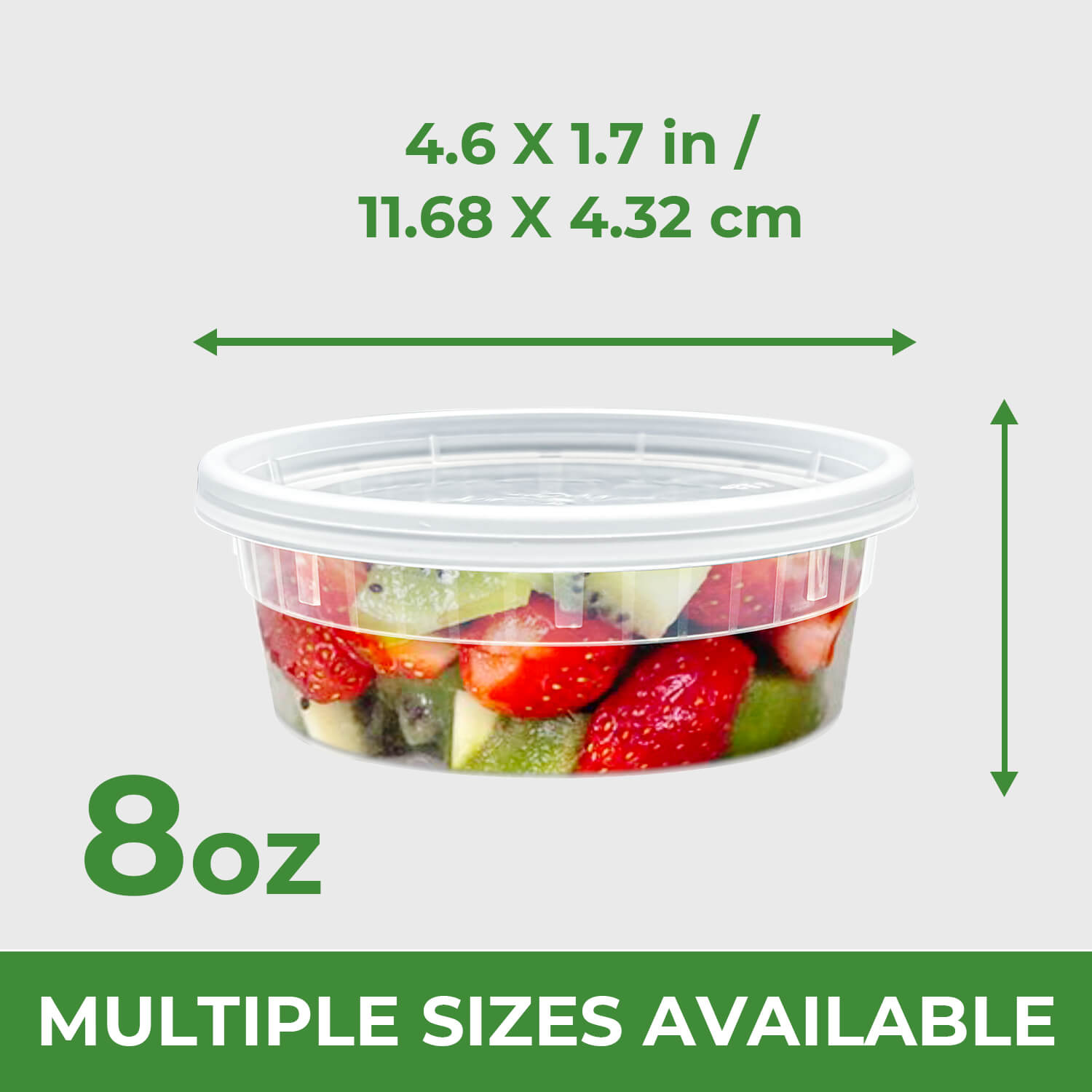 8 oz. Microwavable Plastic Translucent Round Deli Containers and Lids Combo - 240/Case