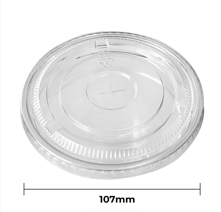 107 mm PET Clear Flat Lids with Straw Slot - 500/Case