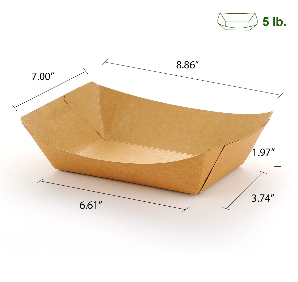 6# 5 lb. Eco-Kraft Disposable Paper Food Boat Tray - 500/Case