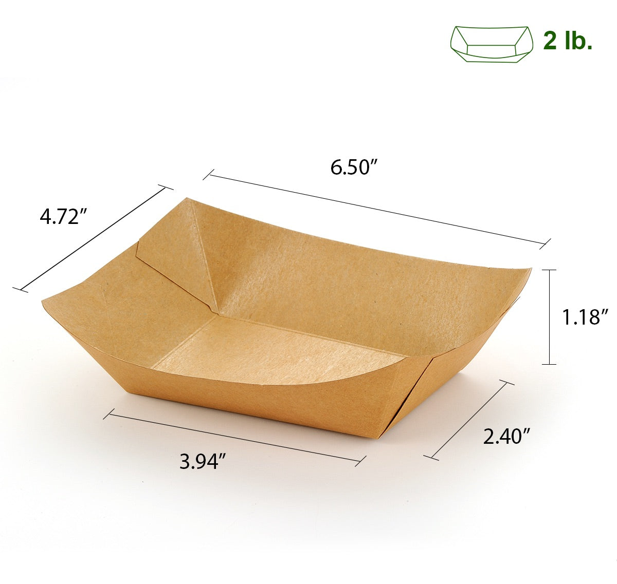 3# 2 lb. Eco-Kraft Paper Food Boat Tray - 1000/Case