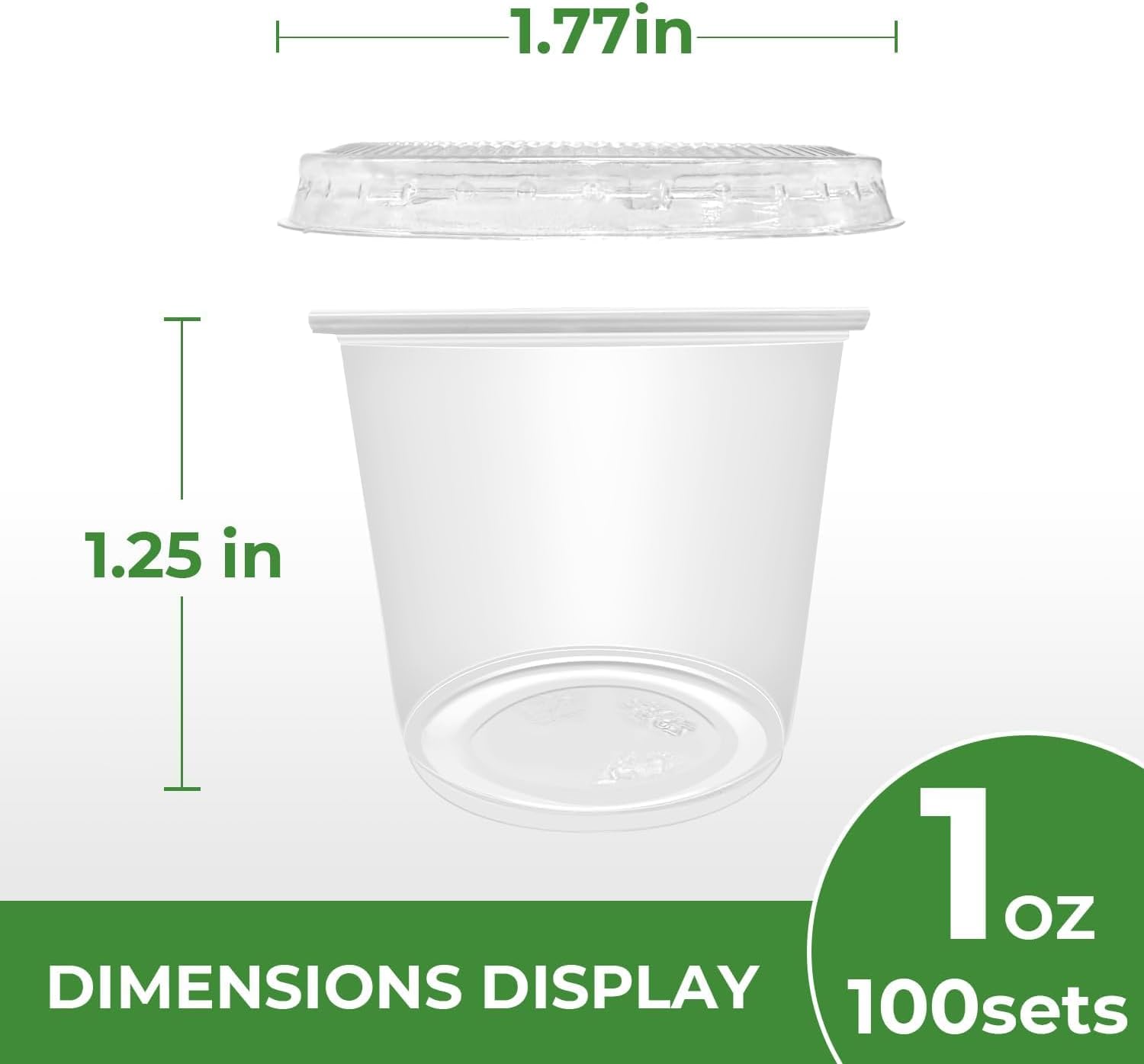 1 oz. Clear Plastic Disposable Portion Cups / Souffle Cups With Lids Comb - 100/Pack