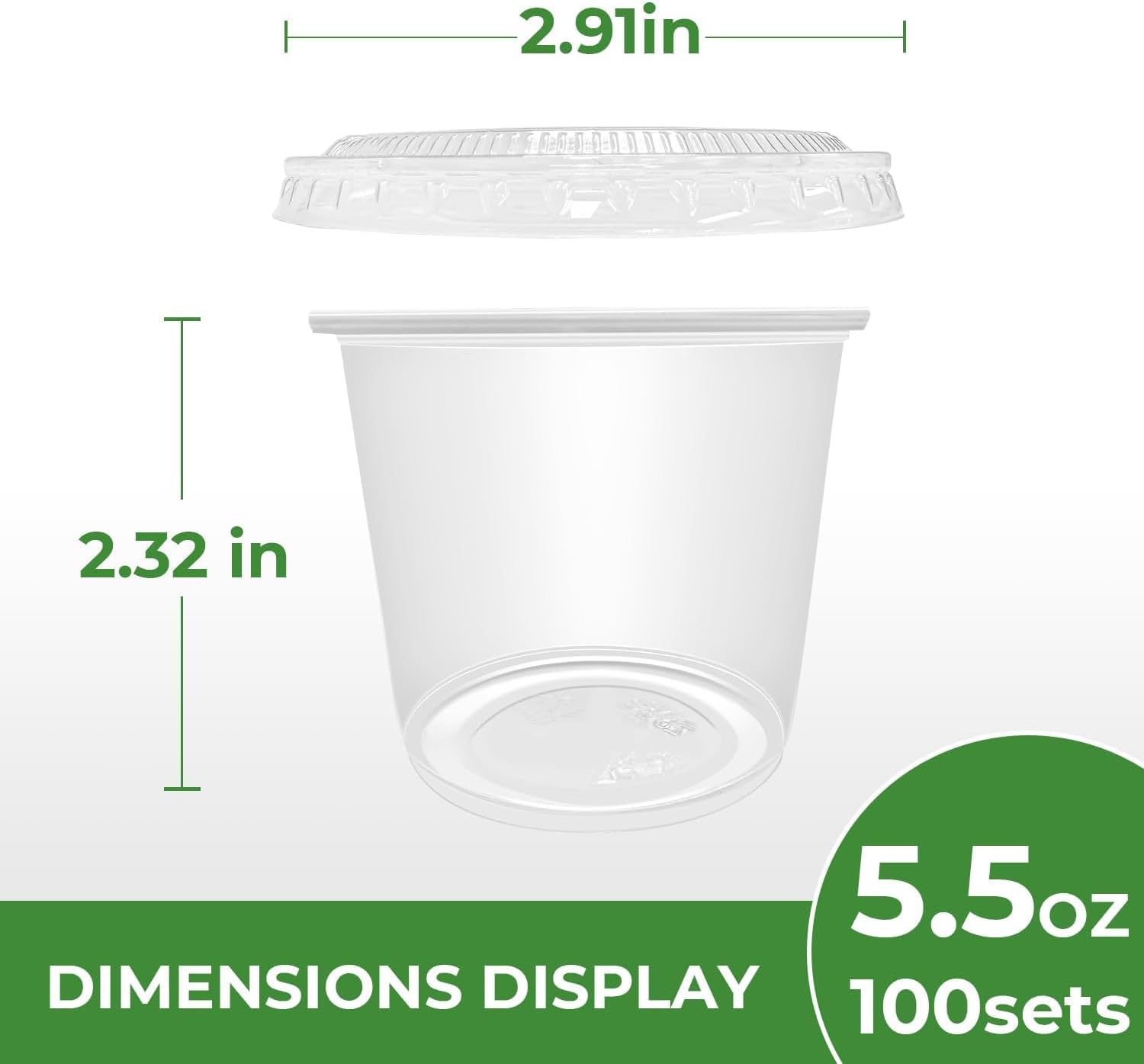 5.5 oz. Clear Plastic Disposable Portion Cups / Souffle Cups With Lids Comb- 100/Pack