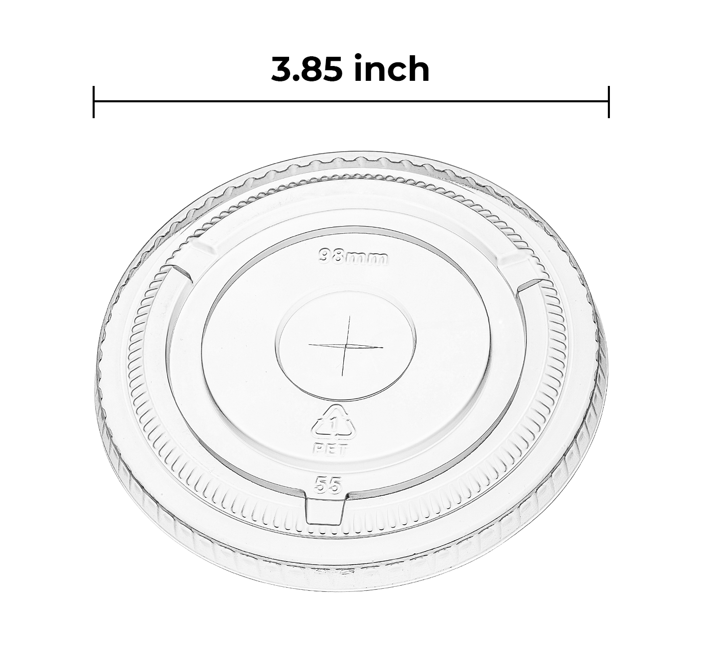 98mm PET Clear Flat Lids with Straw Slot - 12 to 24 oz. - 1000/Case